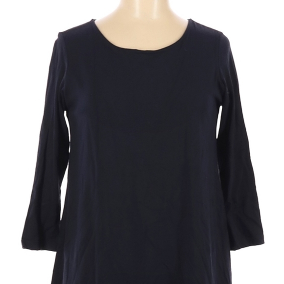 Susana Monaco Black Dress Size M Scoop Neck 3/4 Sleeve Knee Length Stretch - Picture 3 of 6